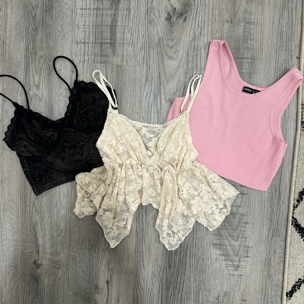 Elegant Black, Cream, and Pink Camisole Trio